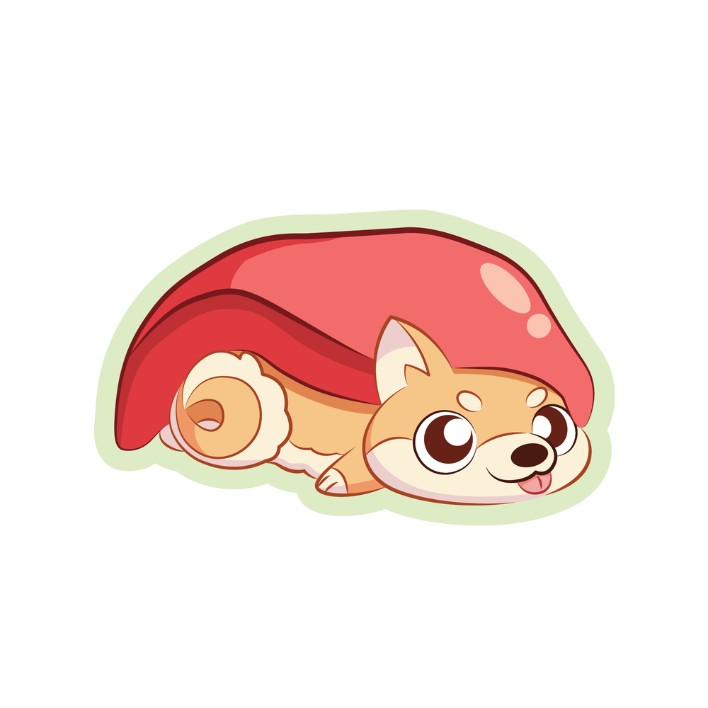 Cute shiba inu sushi cartoon sticker