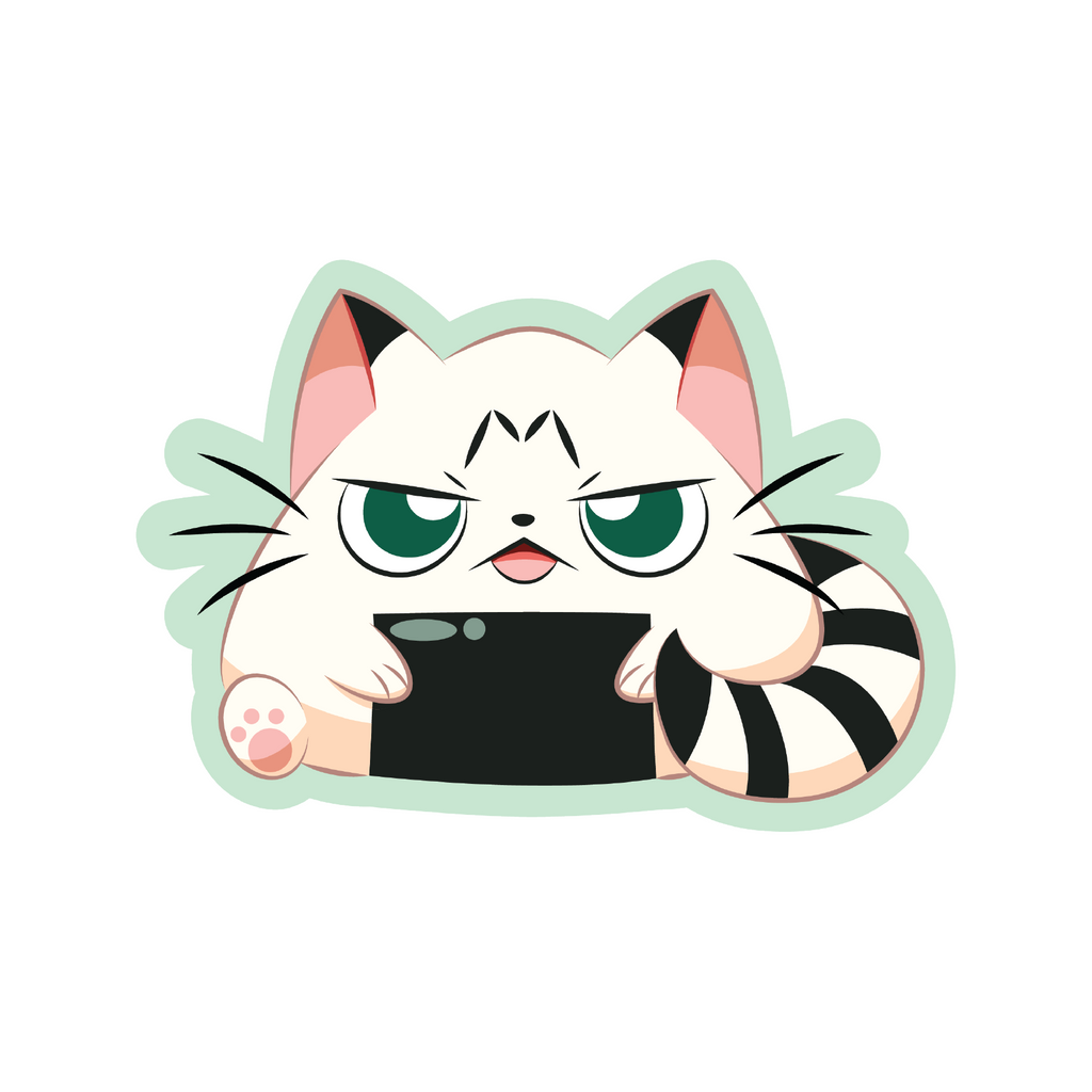 An angry cat onigiri cartoon sticker