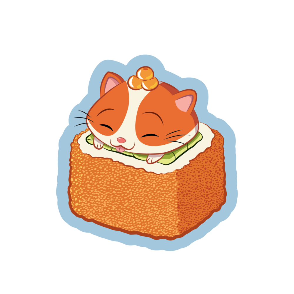 A happy sushi cat cartoon sticker