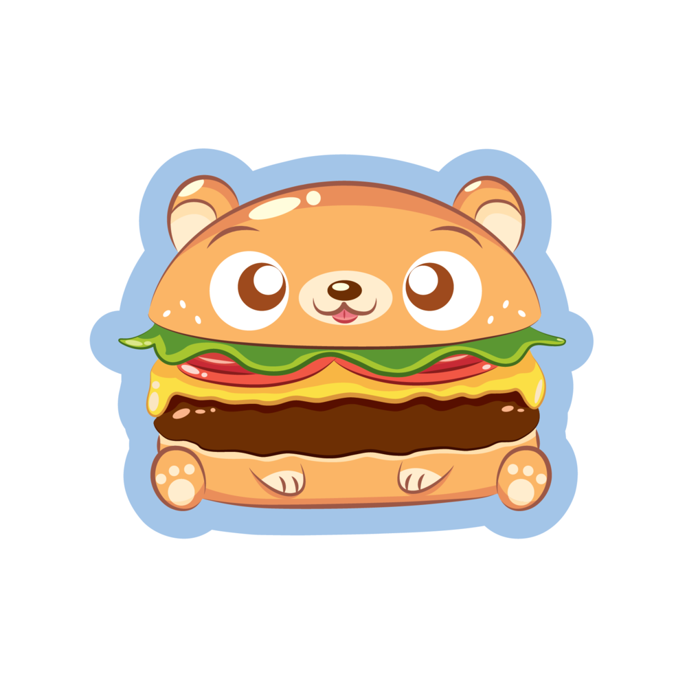 A cheeseburger bear cartoon sticker