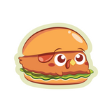 A chicken sandwich cartoon sticker